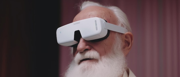 Grootvader in virtual reality-bril Generatieve AI