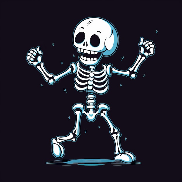 Grooving in the Shadows Cartoon Skeleton's Dance Party