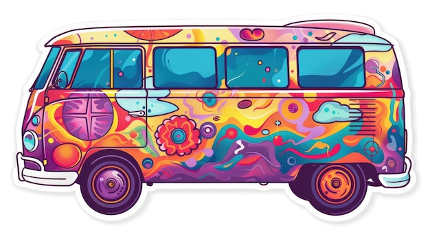 Groovy cartoon sticker label psychedelisch hippie zelfkleppapier met drukpatroon levendige en eclectische ontwerpelementenbanner wanddecoraties interieurdecoratie visuele afstemming
