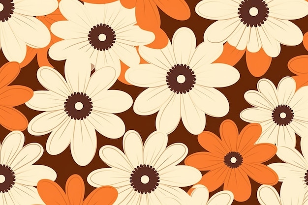 Foto groovy daisy flower een retro naadloos patroon met een streepje van ar 32