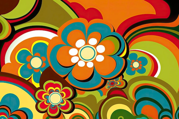 A groovy flower power pattern Generative AI