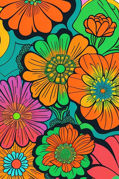 A groovy flower power pattern Generative AI