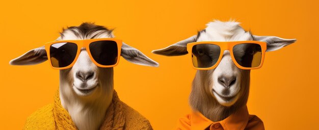 Groovy Goats in Shades A Colorful Twist on Farmyard Chic Generative AI