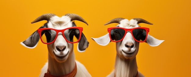 Groovy Goats in Shades A Colorful Twist on Farmyard Chic Generative AI