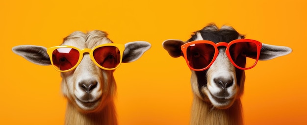 Groovy Goats in Shades A Colorful Twist on Farmyard Chic Generative AI