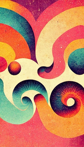 Photo groovy psychedelic abstract wavy decorative funky background hippie trendy design 3d illustration