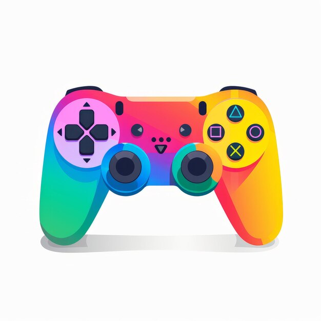 Foto groovy rainbow game controller een flat vector delight