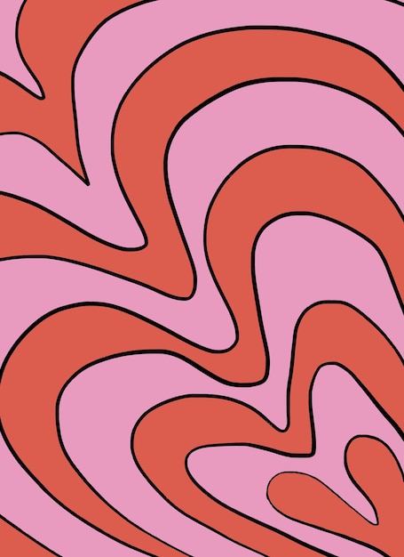 Groovy Retro Pattern Pink Swirl Background Fabric Art