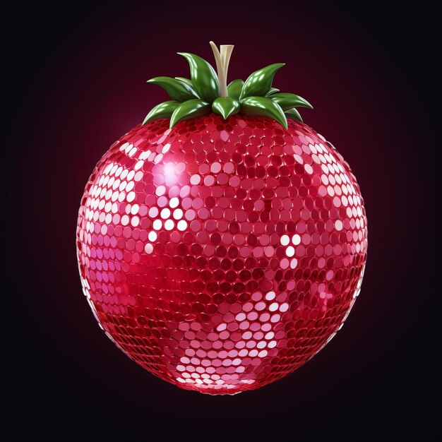 Photo groovy strawberry shines with its disco ball spectacle