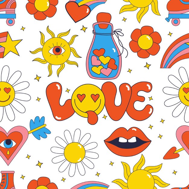 Groovy Valentine Seamless Pattern