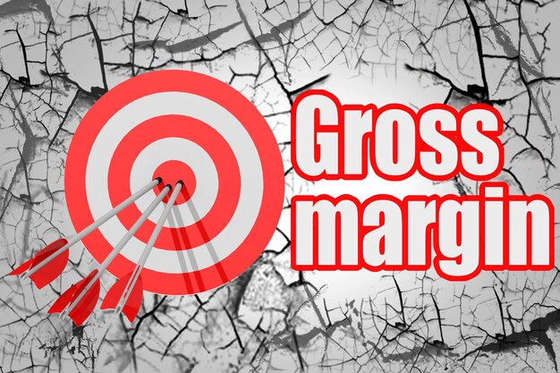 Gross margin word with red arrow and board