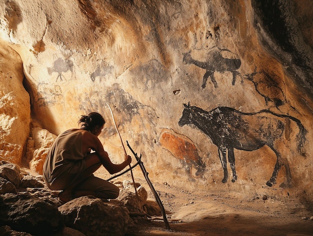 Foto grot schilderkunst in de neolithische tijd illustratie