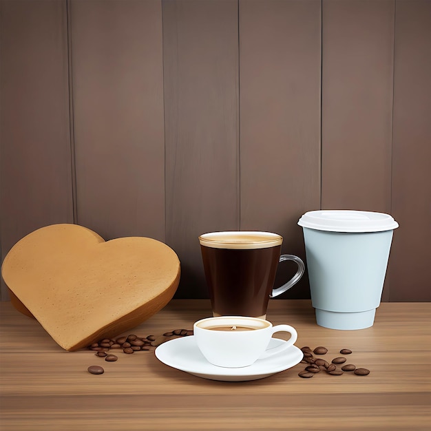 Foto grote achtergrond met een koffiekop gegenereerde ai