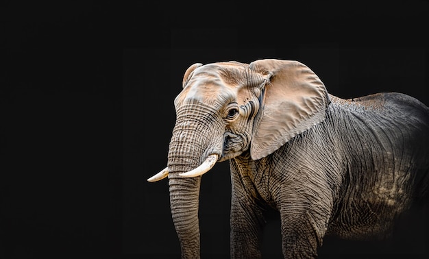 Grote Afrikaanse olifant portret close-up Donkere achtergrond