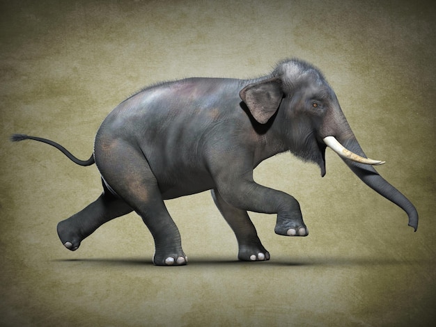 Grote Aziatische olifant. 3D illustratie