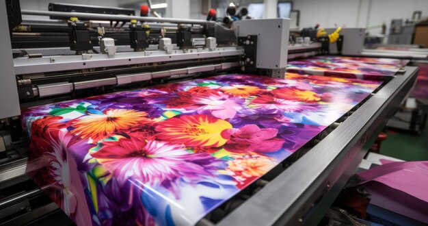 Foto grote bloemen met een drukmachine