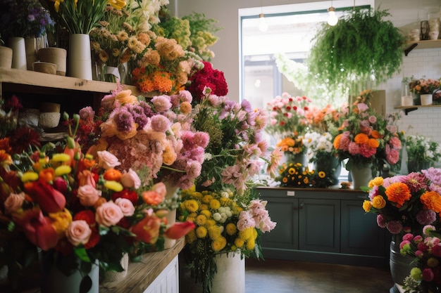 Grote bloemenwinkel met een scala aan prachtige en unieke bloemen