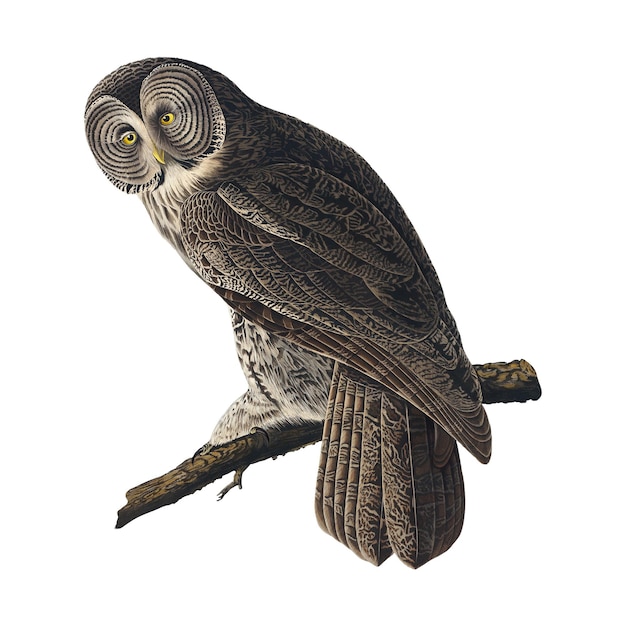 Grote cinereous uil png vogel sticker doorzichtige achtergrond