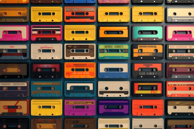 Grote collectie retro cassettes voor nostalgische muziek