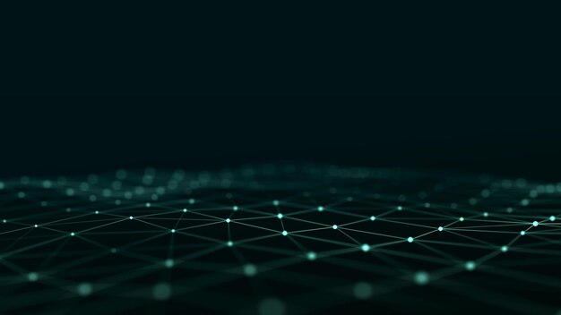 Grote digitale gegevens achtergrond Abstracte golf met bewegende punten 3D-weergave