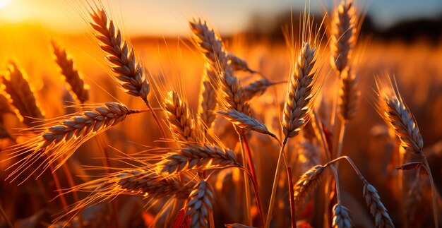 Grote gouden tarweveld close-up landbouwconcept AI gegenereerde afbeelding