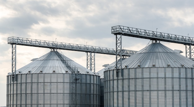 Grote graansilo's in een boerderij