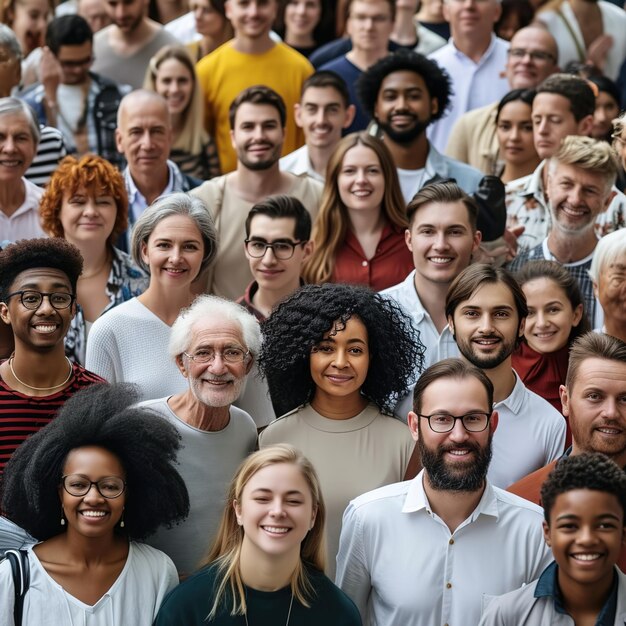 Grote groep gelukkige multi-etnische en multi-generatie mensen