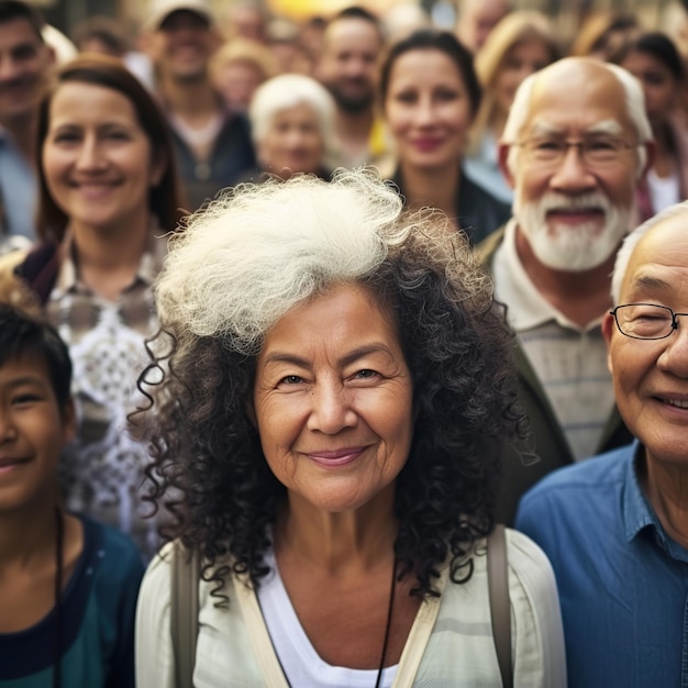 Grote groep gelukkige multi-etnische en multi-generatie mensen