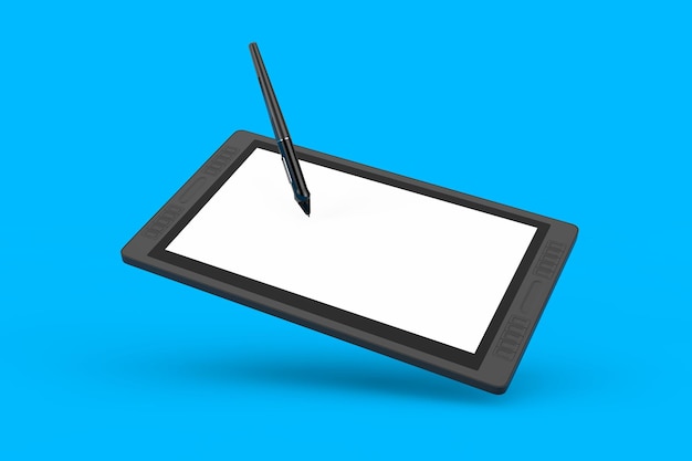 Grote grootte van digitale grafische tekening tablet monitor met pen en blank scherm voor uw ontwerp 3D-rendering