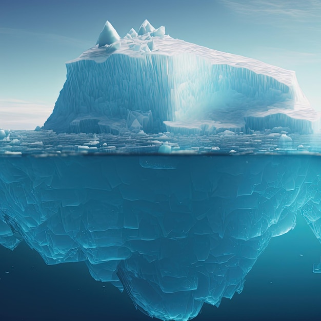 Grote ijsberg in het midden van de oceaan Perfect helderblauw water Behoud en ecologie