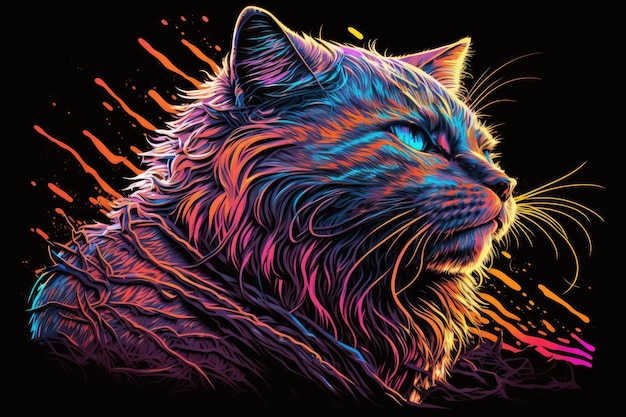 grote kat grafisch gedetailleerd ontwerp kleurrijke vector