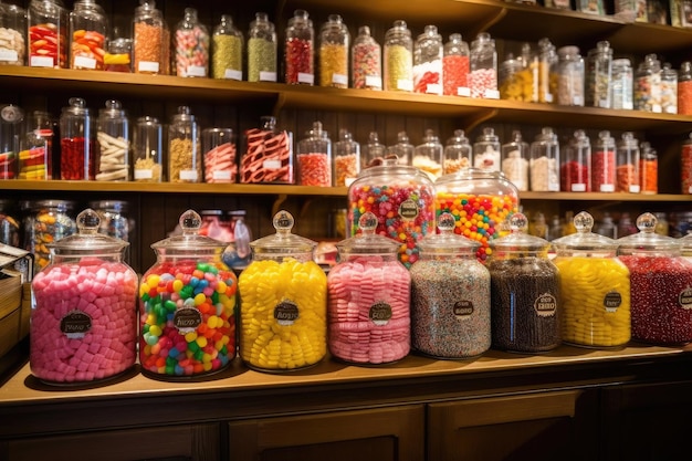 Grote keuze aan snoepjes in een snoepwinkel