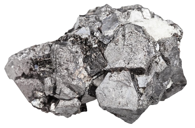 Grote kristallen van magnetiet minerale steen geïsoleerd