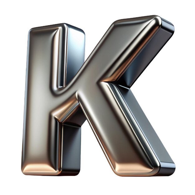 Foto grote letter k op witte achtergrond gun metal 3d-rendered lettertype met ruwe metalen textuur