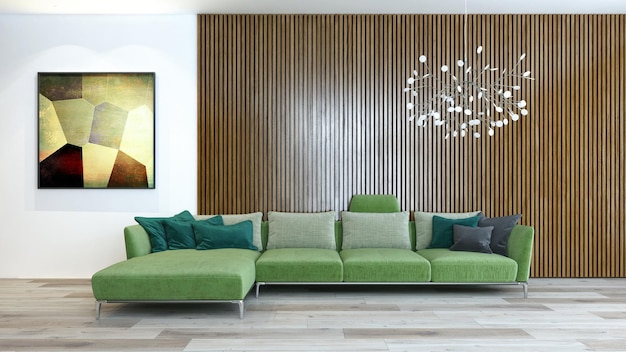 Grote luxe moderne lichte interieurs kamer illustratie 3D-rendering