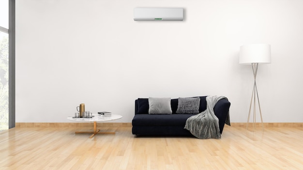 Grote luxe moderne lichte interieurs met airconditioning illustratie 3D-rendering