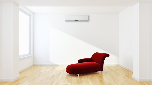 Grote luxe moderne lichte interieurs met airconditioning illustratie 3D-rendering