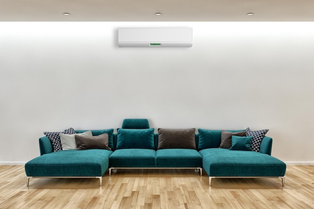 Grote luxe moderne lichte interieurs met airconditioning illustratie 3D-rendering