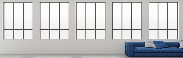 Grote luxe moderne lichte interieurs Woonkamer mockup banner illustratie 3D rendering computer digitaal gegenereerde afbeelding