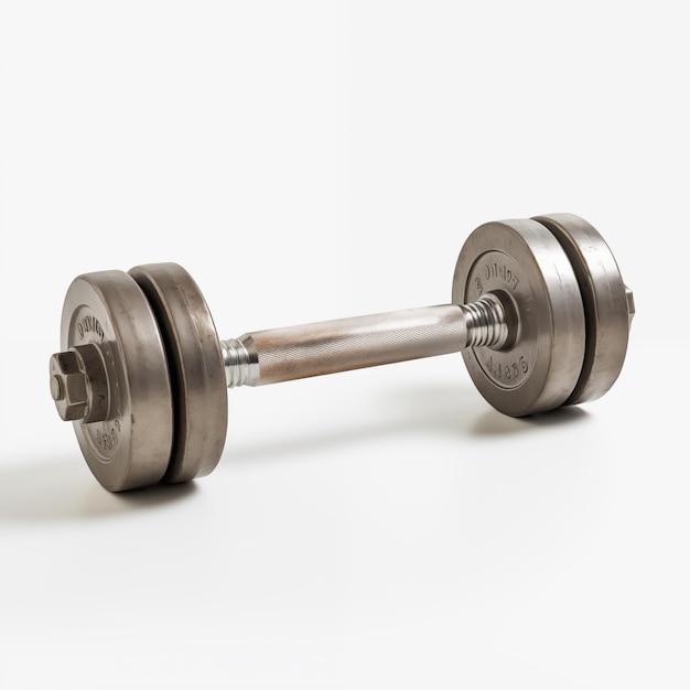 grote metalen dumbbell geïsoleerd op witte achtergrond