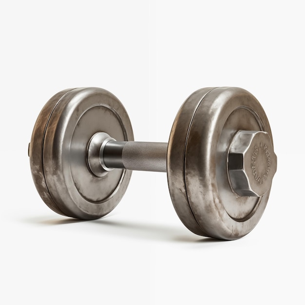 Foto grote metalen dumbbell geïsoleerd op witte achtergrond