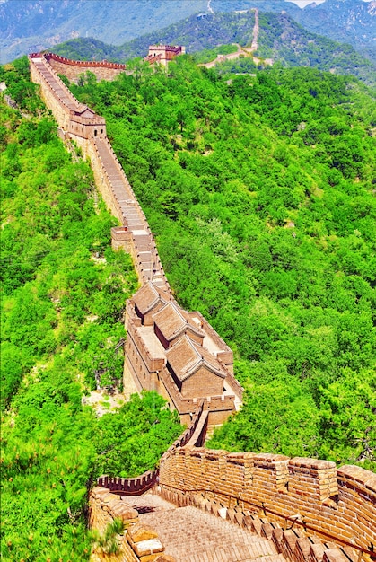 Grote Muur van China, sectie "Mitianyu". Buitenwijken van Peking.