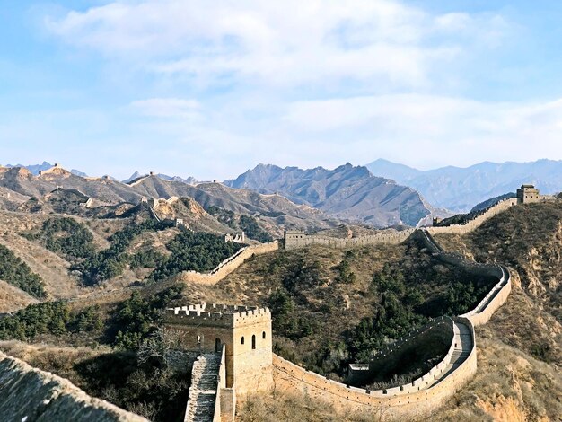 Foto grote muur van china tegen de hemel