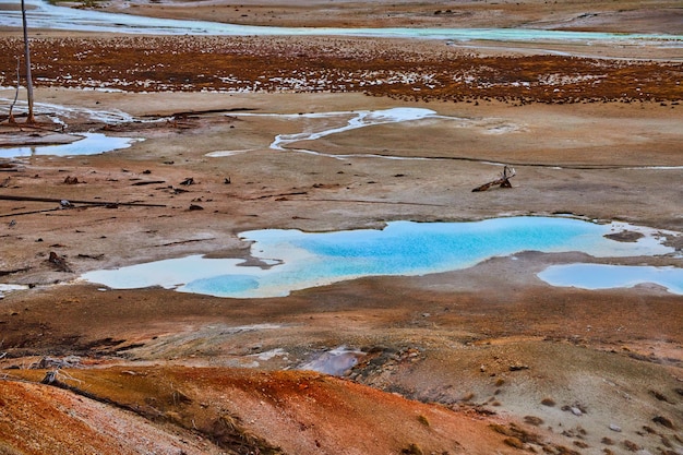 Grote plassen zuur water bij Norris Basin in Yellowstone