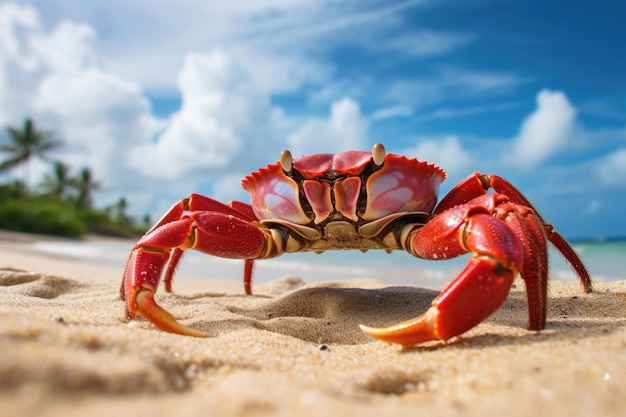 Grote rode krab aan de kust