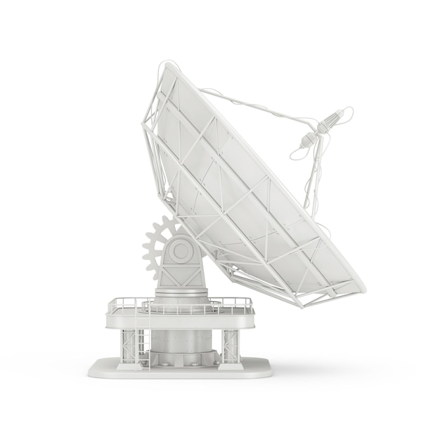 Grote satellietschotel antenne Radar op een witte achtergrond 3D-Rendering