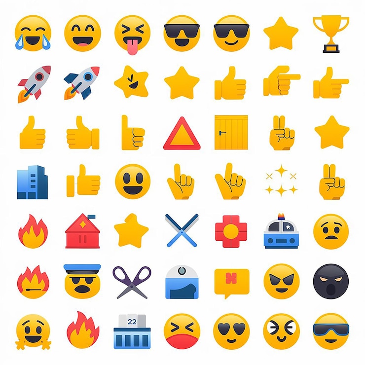 Foto grote set gele emoji's.