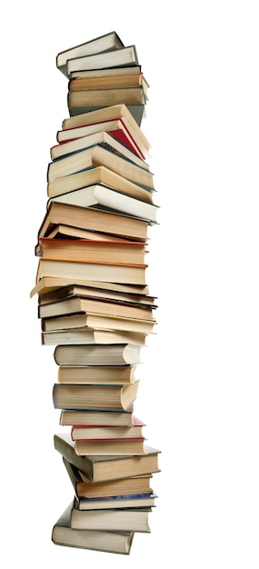 Grote stapel boeken geïsoleerd op een witte achtergrond