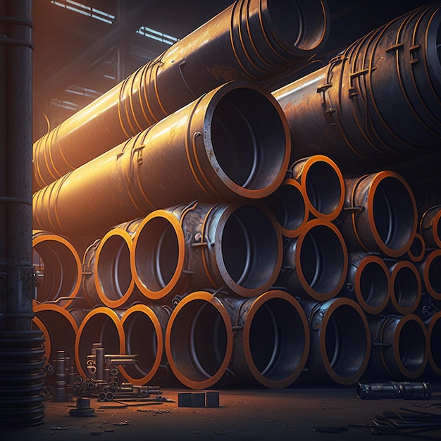 Grote Steel Pipes bos stock illustratie afbeelding Ai gegenereerd art