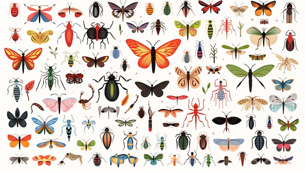 Foto grote verscheidenheid aan insectenillustratie